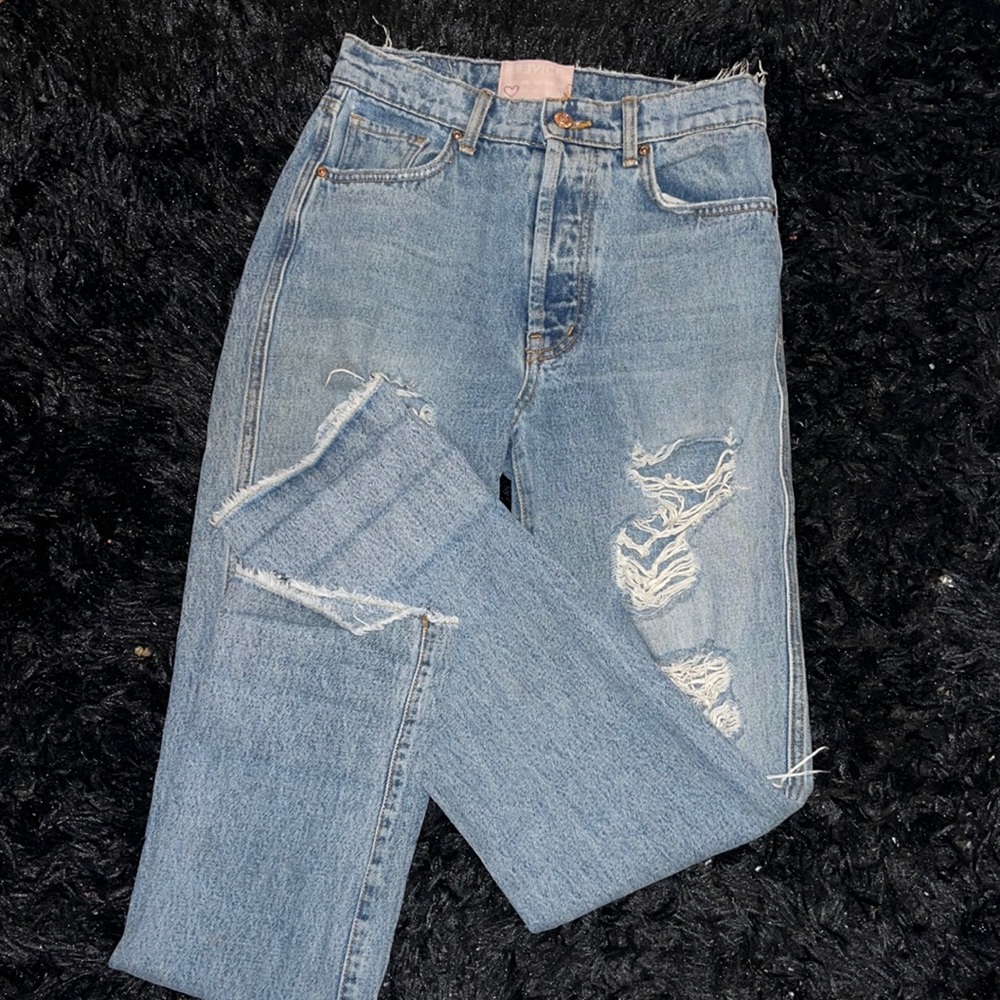 Revice straight leg ripped/distressed jeans
